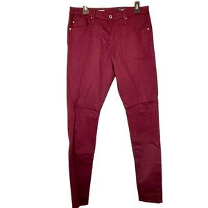 Adriano Goldschmied High Rise The Farrah Skinny Stretch Jeans Burgundy Size 31R